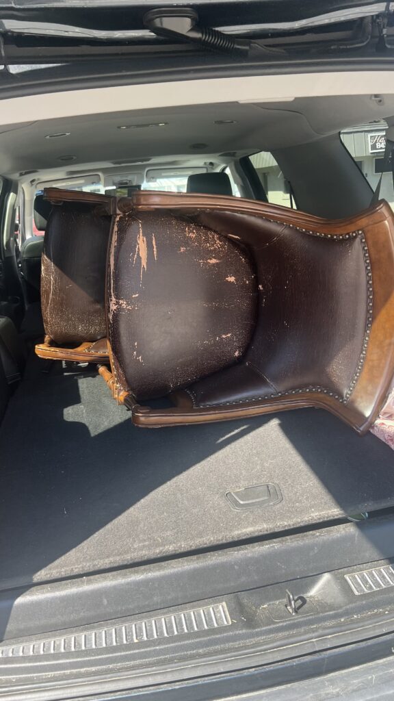 The chairs I found loaded in to the back of our Suburban.